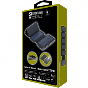     6-Panel 7.5W Sandberg PD 20000 mAh, 2xUSB, Type-C OUT,   (420-73) 6