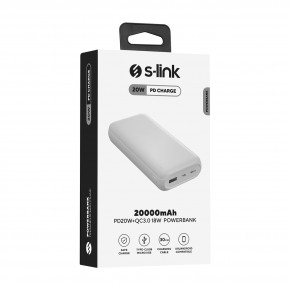 Power Bank S-link PD20W+QC 3.0 White 7