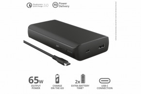 Power Bank Trust Laro 20000mAh, 65W USB-C Black 7