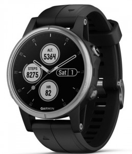   Garmin Fenix 5S Plus Sapphire White with Carrera Black Band (010-01987-21)