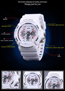   Skmei Dual Time 0966 5 bar white 3