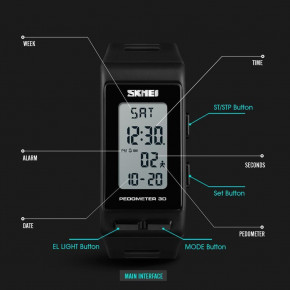    Skmei 3D Pedometer 1363 Black 5 bar 3