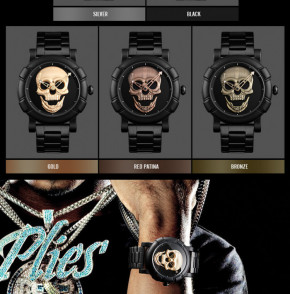   Skmei Skull 9178 Black and Gold Quartz 3Bar 4