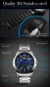   Skmei 9096 Chronograph Blue Quartz 3Bar 4