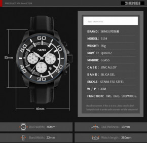   Skmei 9154 Chronograph Black Quartz 3Bar