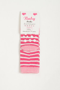  Baby Socks 0-12 mon ,  (KV-0007P_Pink-white)