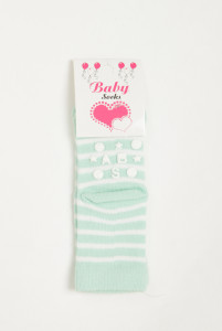  Baby Socks 0-12 mon ,  (KV-0007G_Green-white)