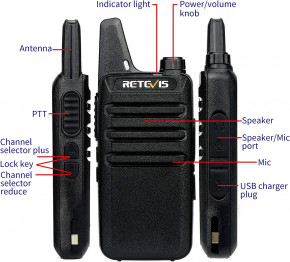  Retevis RT22 Walkie Talkies Two-Way Radios   䳿   ( 2 ) Black 9