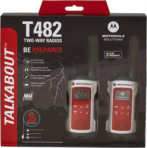  Motorola T482 Emergency Preparedness White W/Red Rechargeable ( 2 ) 6