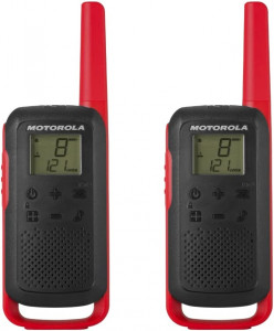  Motorola T210 Two-Way Radio Black W/Red ( 2 )