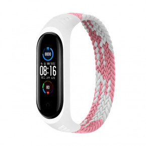  Elastic Nylon Style BeCover  Xiaomi Mi Smart Band 5 / Mi Smart Band 6 (Size S) Pink-White (706142)