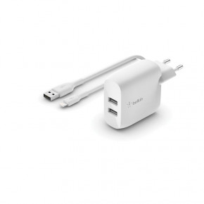   Belkin Home Charger 24W DUAL USB 2.4A, Lightning 1m, white (WCD001VF1MWH)