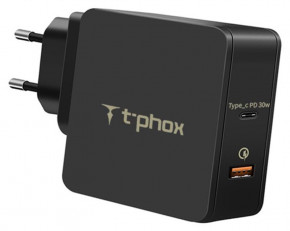    T-phox 2USB 3A QC3.0 Type-C Black (Apace Wall 48W (B))