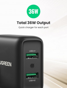   2xUSB 36W (USB A QC 3.0) Fast Charger  CD161 Ugreen (10216) 7