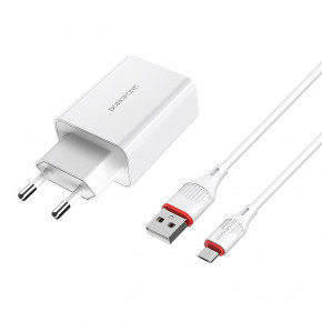    Borofone BA21A Long journey single port QC3.0 charger set(Micro) White (BA21AMW)