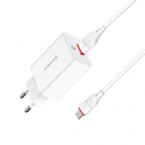    Borofone BA21A Long journey single port QC3.0 charger set(Micro) White (BA21AMW) 4