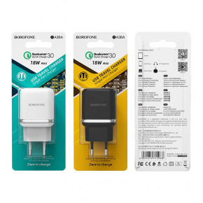    Borofone BA36A High speed single port QC3.0 charger set White (BA36AW) 4