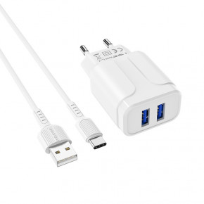   Borofone BA37A Speedy dual port charger(Type-C) White (BA37ACW)