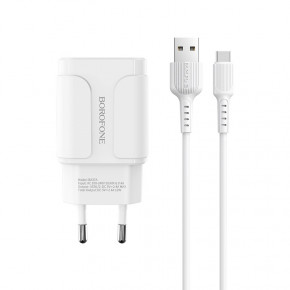   Borofone BA37A Speedy dual port charger(Type-C) White (BA37ACW) 3