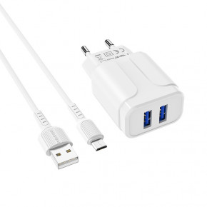    Borofone BA37A Speedy dual port charger(Micro) White (BA37AMW)