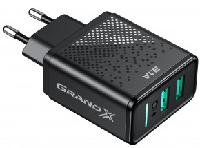   Grand-X 2USB 3.1A Black (CH-60)