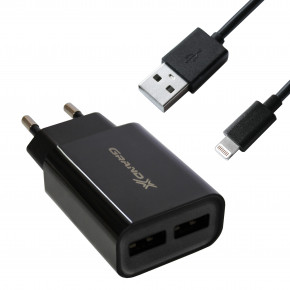    Grand-X 2USB 2.4A Black (CH45LTB) + cable Lightning