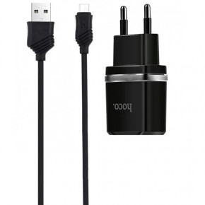    2USB Hoco C77A + Cable MicroUSB 2.4A Black