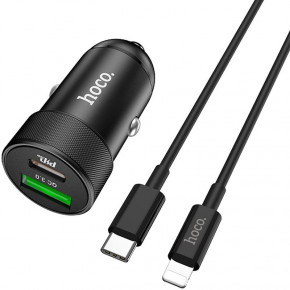    1USB Type-C + Cable Type-C-Lightning Hoco Z32B QC3.0 4.5A Black