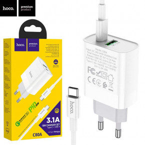    Hoco C80A PD+QC3.0 1USB 3.1A Type-C to Type-C white 5