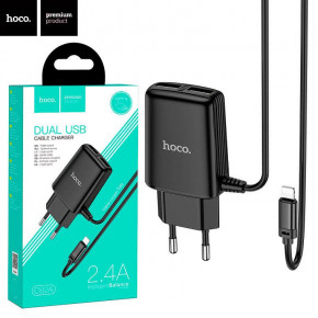    Hoco C82A 2USB 2.4A Lightning black 5