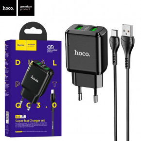    Hoco N6 QC3.0 2USB 3.0A Type-C black 5