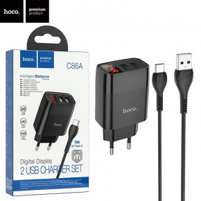    Hoco C86A 2USB 2.4A Type-C black 5