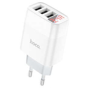    Hoco C93A Easy charge 3-port digital display charger set(Micro) White (6931474760616)