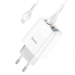    Hoco C93A Easy charge 3-port digital display charger set(Micro) White (6931474760616) 5