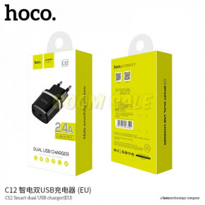   Hoco C12 + Lightning  2 USB 2.4A Black 3