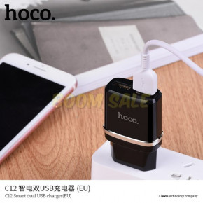   Hoco C12 + Lightning  2 USB 2.4A Black 4