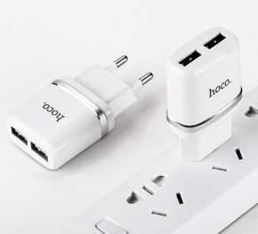    HOCO C12 2USB 2.4A +  Lightning White