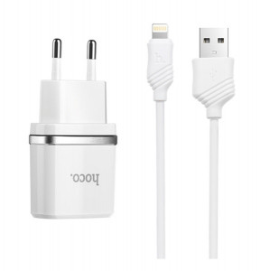    HOCO C12 2USB 2.4A +  Lightning White 5