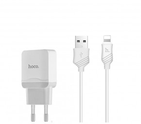    Hoco C22A + Lightning USB Cable (1USB 2.4) White 5