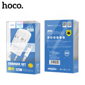  Hoco C41A Wisdom with MicroUSB (EU) (2USB, 2.4A) White