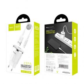    Hoco C37A Thunder c  Lightning (1USB, 2.4A) White 4