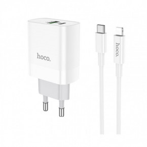    Hoco C80A Rapido PD+QC3.0 charger (  Type-C to Lightning) White