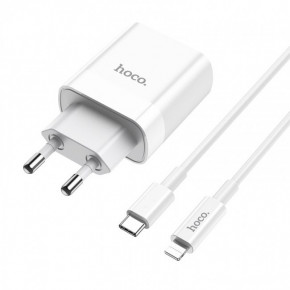    Hoco C80A Rapido PD+QC3.0 charger (  Type-C to Lightning) White 4