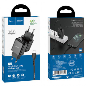    Hoco N2 (   MicroUSB) 1USB, 2,1A Black 4