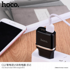   Hoco C12 + Lightning  2 USB 2.4A Black (BS-000056800) 4