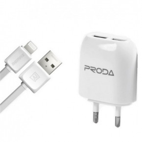    Remax 2USB 2.1A + Lightning USB Cable RP-U21 White 3