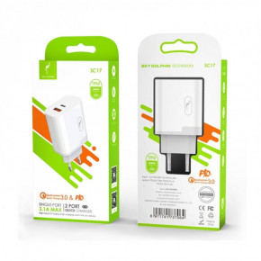   SkyDolphin SC17 PD QC3.0 (2USB, 3A) White (MZP-000110) 6