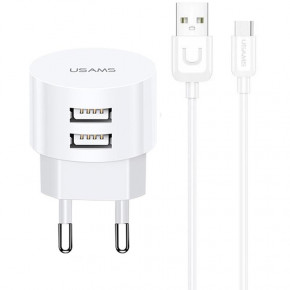    2USB Usams T20 2.1A White + cable USB-Type-C U35