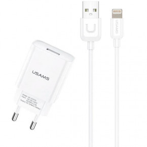   1USB Usams T21 2.1A White cable USB-Lightning