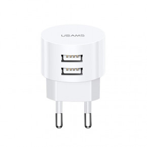    2USB Usams T20 2.1A White + cable USB-Lightning-MicroUSB-Type-C U35